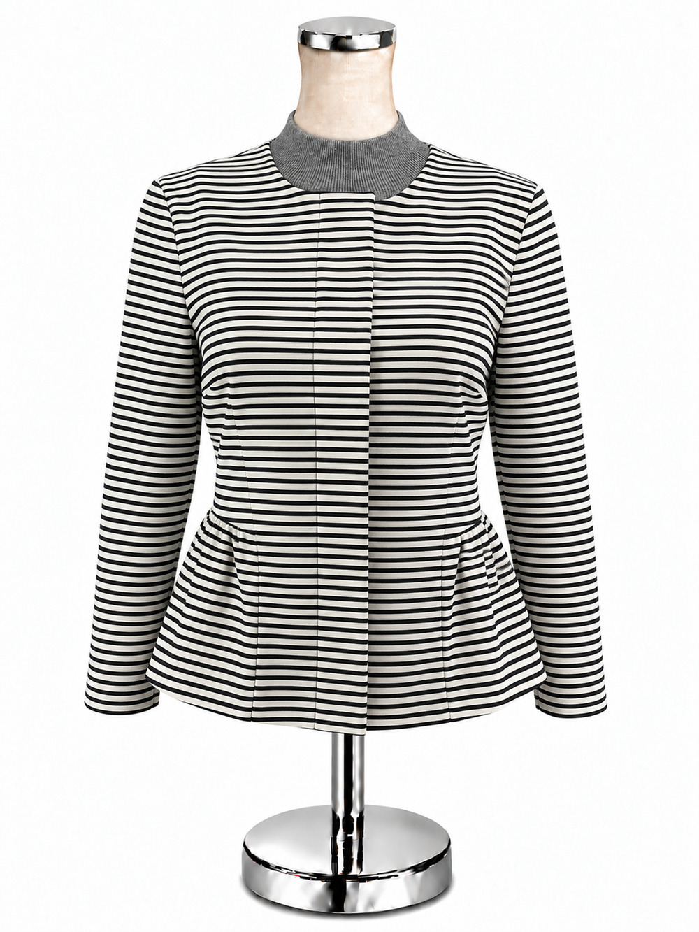 Ann Taylor Factory Women's Size S Navy White Striped Peplum Casual Jacket NWT
